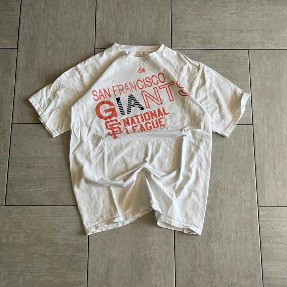 Majestic San Francisco Giants National League Graphic T-Shirt White Mens Large